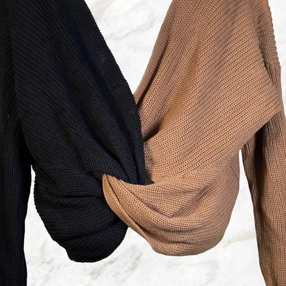 Superdown Trish Knot Sweater - Brown & Black